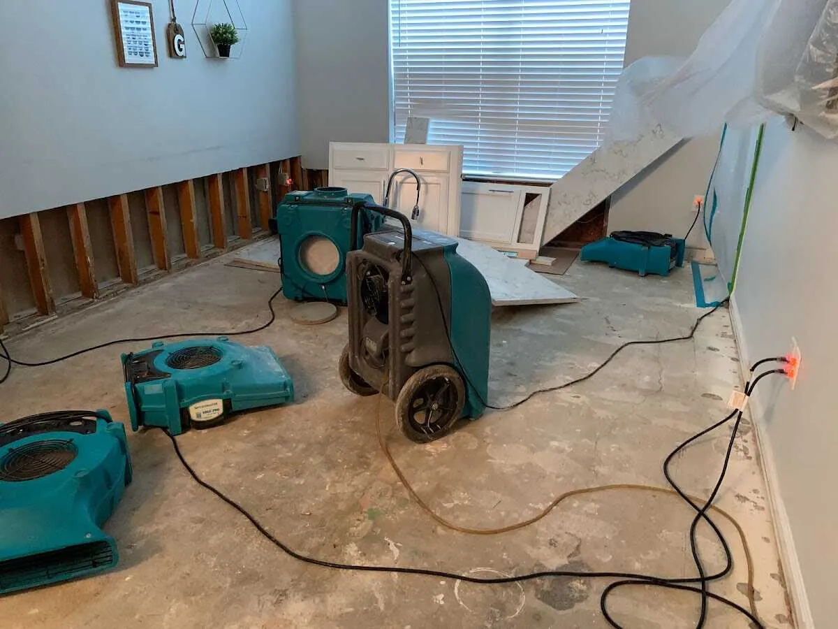 Dehumidifier in flood-cut room for Water Damage Restoration in Nazareth